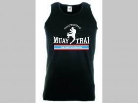 Thaiboxing - Muay Thai  pánske tielko THE SPIRIT OF FIGHTING   čierne pánske tielko 100%bavlna Fruit of The Loom